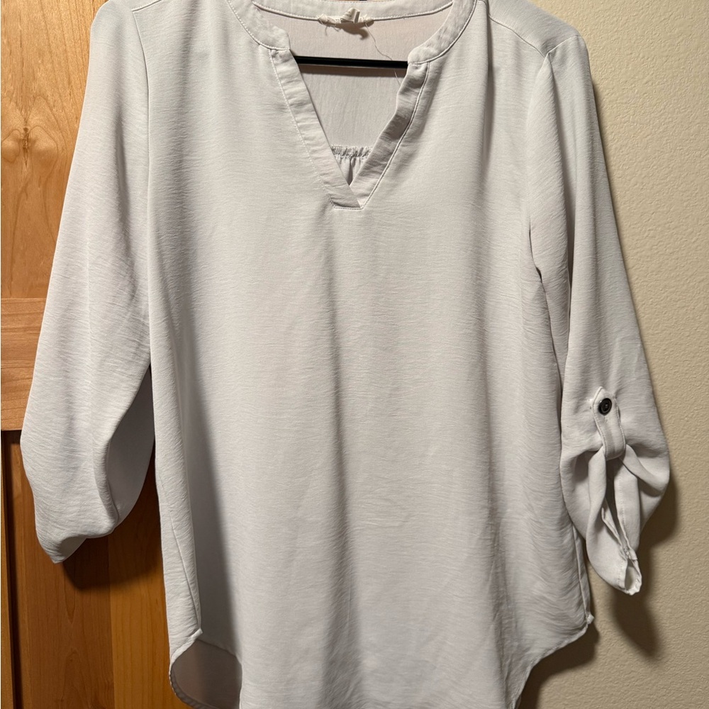 Maurices White Blouse with Roll-Up Sleeves